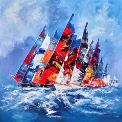 Choppy Waves by Bernard - Original Painting on Box Canvas sized 47x47 inches. Available from Whitewall Galleries